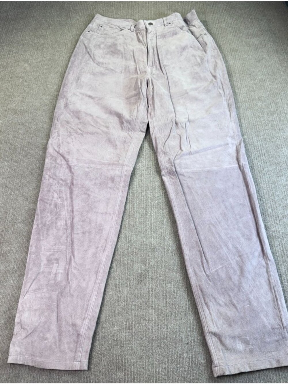 Tan Leather Suede Pants Size 16 Women Straight Leg Lux High Rise Preppy